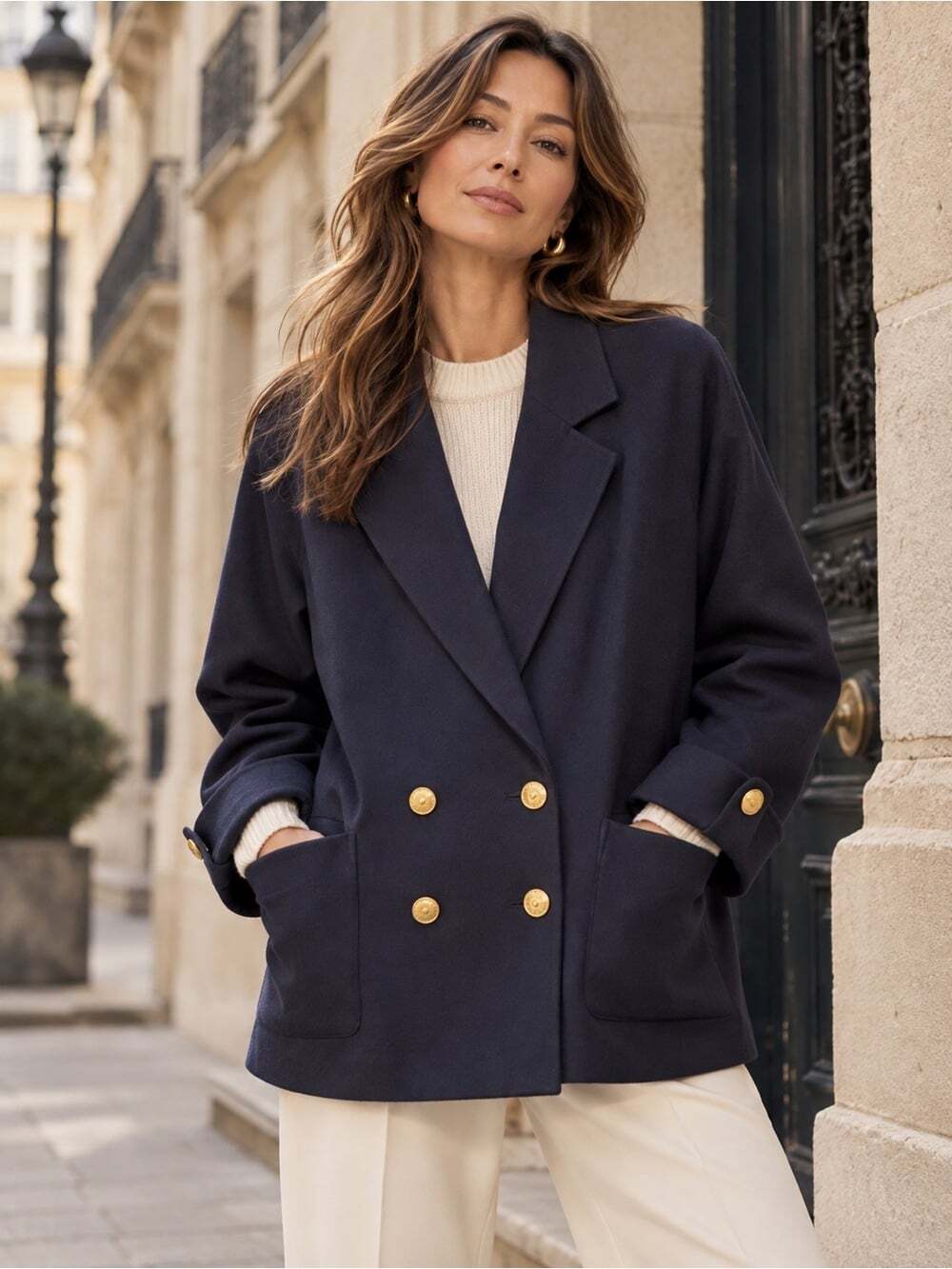 Vintage Susan Bristol Wool Blazer Navy Size 14 Gold Button Quiet Luxury Fall